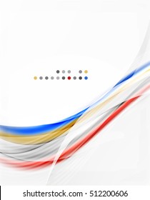 Glossy blurred shiny wave lines, colorful stripes. Modern business presentation or message background