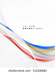 Glossy blurred shiny wave lines, colorful stripes. Modern business presentation or message background