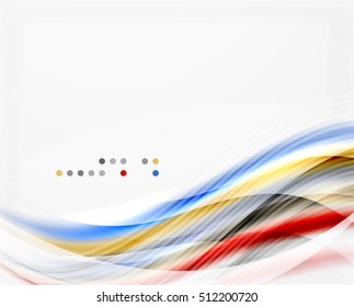 Glossy blurred shiny wave lines, colorful stripes. Modern business presentation or message background