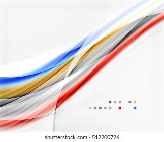 Glossy unscharfe, glänzende Wellenlinien, farbige Streifen. Moderne Geschäftspräsentation oder Nachrichtenhintergrund
