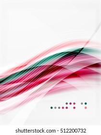 Glossy blurred shiny wave lines, colorful stripes. Modern business presentation or message background