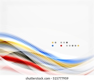 Glossy blurred shiny wave lines, colorful stripes. Modern business presentation or message background