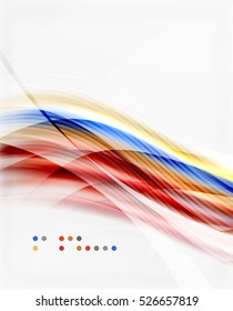 Glossy blurred shiny wave lines, colorful stripes. Modern business presentation or message background