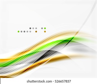 Glossy blurred shiny wave lines, colorful stripes. Modern business presentation or message background