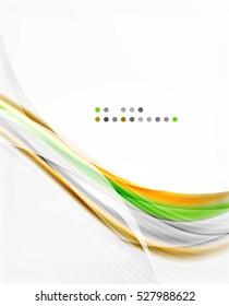 Glossy blurred shiny wave lines, colorful stripes. Modern business presentation or message background
