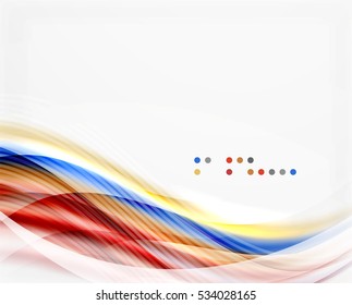 Glossy blurred shiny wave lines, colorful stripes. Modern business presentation or message background