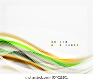 Glossy blurred shiny wave lines, colorful stripes. Modern business presentation or message background