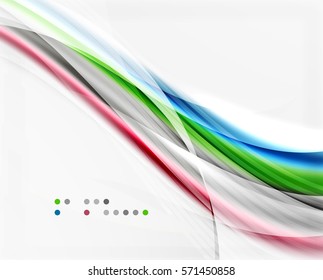 Glossy blurred shiny wave lines, colorful stripes. Modern business presentation or message background