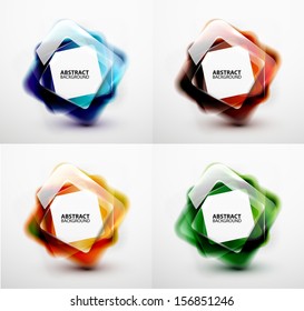 Glossy and blurred square vector banners templates set. Can be used as business background and infographics