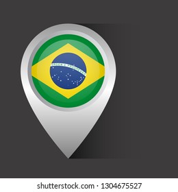 glossy brasil map pin