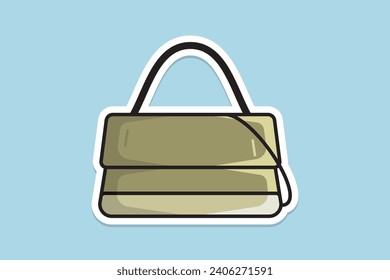 Glossy Bright Colorful Woman Purse design for fashion sticker design vector illustration. Beauty fashion objects icon concept. Trendy flat girls party purse sticker design.