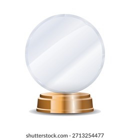 Trofeo de cristal de bronce brillante con reflejos espejados, brillo metálico en tercer lugar y elegante grabado de corona adecuado para gráficos de victoria, reconocimiento profesional e ilustración de premios de lujo