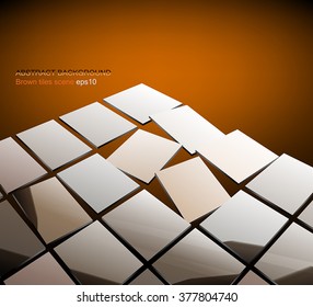 Glossy brown tiles scene vector abstract background
