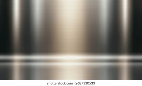 Fondo de cromo cepillado brillante con reflejos cálidos y reflejos de Vertical
