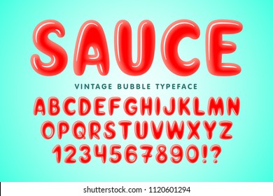 Glossy bubble comical font design, colorful alphabet, typeface. Color Swatches control
