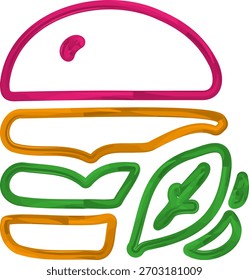 Pila de hamburguesa brillante con bollo rosa