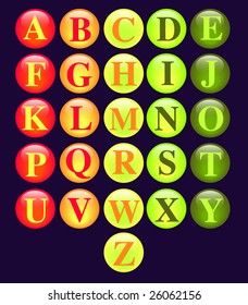 Glossy Button Alphabet A-Z