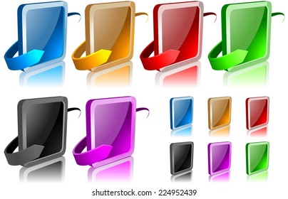 Glossy Button And Arrow - Set Of Illustration, Vector