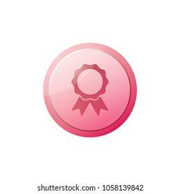 glossy button award vector icon, ribbon icon 