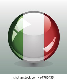 Glossy button badge with flag of Italy