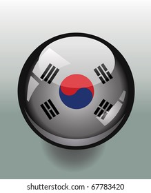 Glossy button badge with flag of Korea