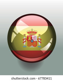Glossy button badge with flag of Spain