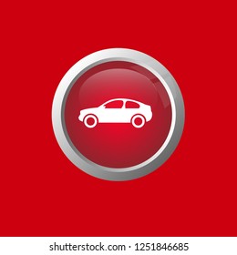 glossy button with car icon. white car icon. car emblem, label, badge,sticker, logo. Designed for your web site design, logo, app, UI