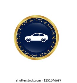 glossy button with car icon. white car icon. car emblem, label, badge,sticker, logo. Designed for your web site design, logo, app, UI