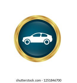 glossy button with car icon. white car icon. car emblem, label, badge,sticker, logo. Designed for your web site design, logo, app, UI