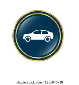 glossy button with car icon. white car icon. car emblem, label, badge,sticker, logo. Designed for your web site design, logo, app, UI