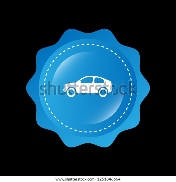 glossy button with car icon. white car icon. car\
emblem, label, badge,sticker, logo. Designed for your web site\
design, logo, app, UI