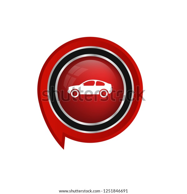 glossy button with car icon. white car icon. car\
emblem, label, badge,sticker, logo. Designed for your web site\
design, logo, app, UI