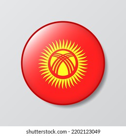 glossy button circle shaped Illustration of Kyrgyzstan flag