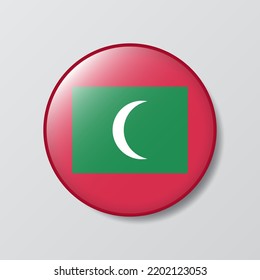 glossy button circle shaped Illustration of Maldives flag