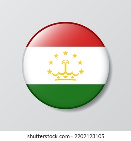 glossy button circle shaped Illustration of Tajikistan flag