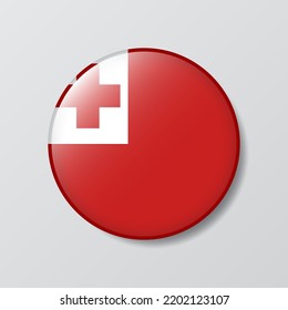 botón brillante en forma de círculo Ilustración de la bandera de Tonga