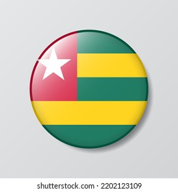 glossy button circle shaped Illustration of Togo flag