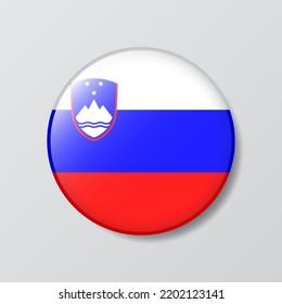 botón brillante en forma de círculo Ilustración de la bandera de Eslovenia