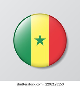 glossy button circle shaped Illustration of Senegal flag
