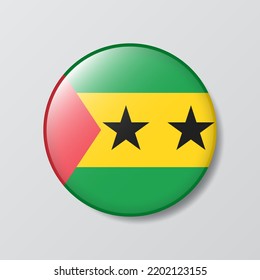 glossy button circle shaped Illustration of Sao Tome and Principe flag