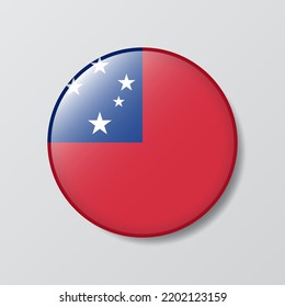 glossy button circle shaped Illustration of Samoa flag
