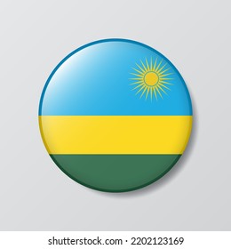 círculo de botón brillante en forma de círculo Ilustración de la bandera de Ruanda