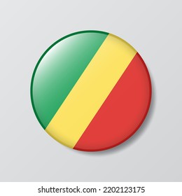botón brillante en forma de círculo Ilustración de la bandera de la República del Congo