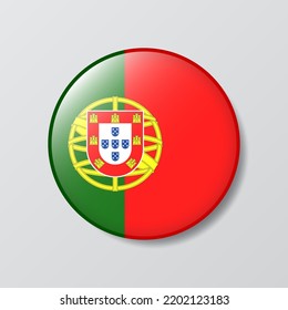 glossy button circle shaped Illustration of Portugal flag