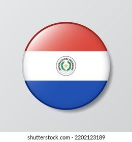 glossy button circle shaped Illustration of Paraguay flag