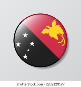 glossy button circle shaped Illustration of Papua New Guinea flag