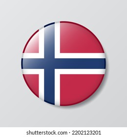glossy button circle shaped Illustration of Norway flag