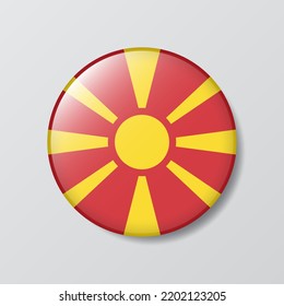 botón brillante en forma de círculo Ilustración de la bandera de Macedonia del Norte