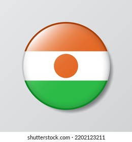 glänzende Knopfrunde, geformt Illustration der Niger-Flagge