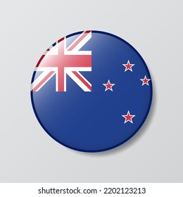 glossy button circle shaped Illustration of New Zealand flag